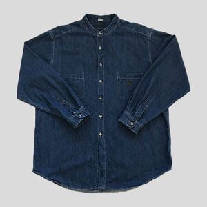 Vintage 90s Marithe Francois Girbaud Indigo Blue Long Sleeve Denim Shirt L